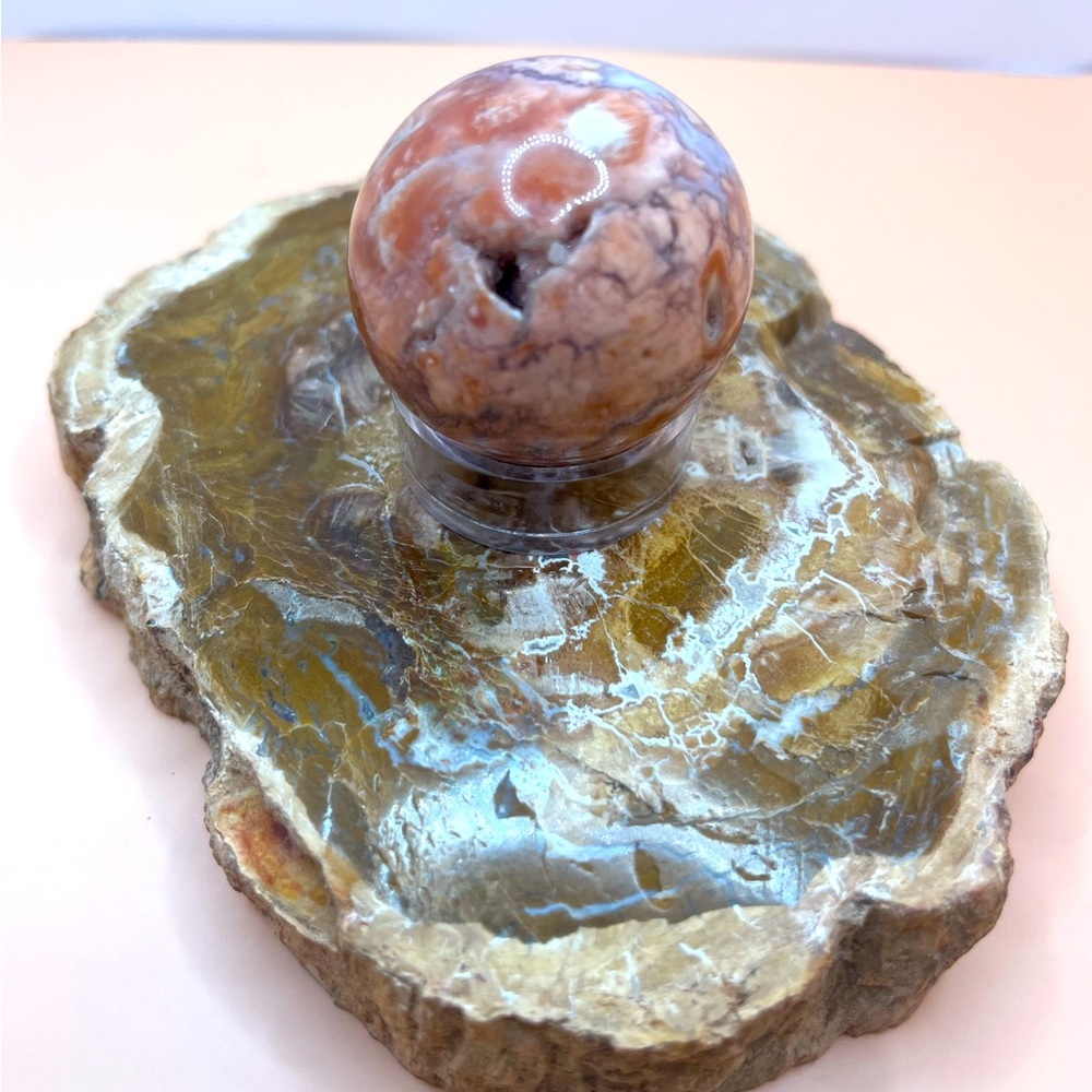 Cotton Candy Agate or Pink Agate Sphere Druzzy Pocket Healing Crystal